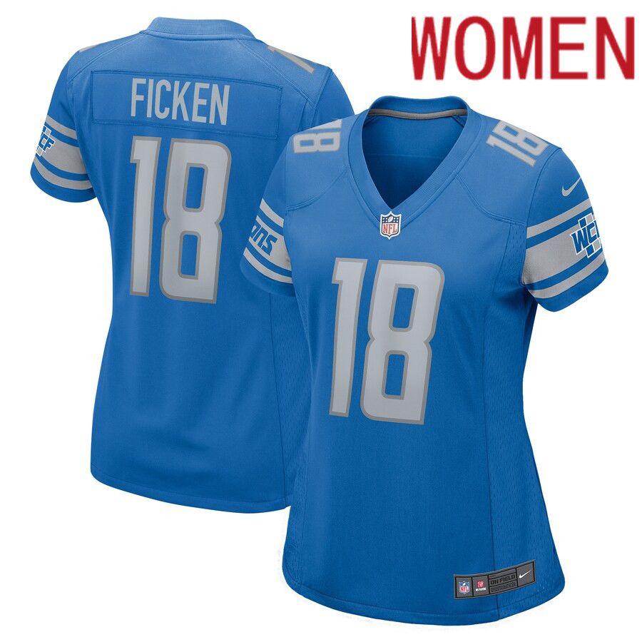 Women Detroit Lions 18 Sam Ficken Nike Blue Home Game Player NFL Jersey